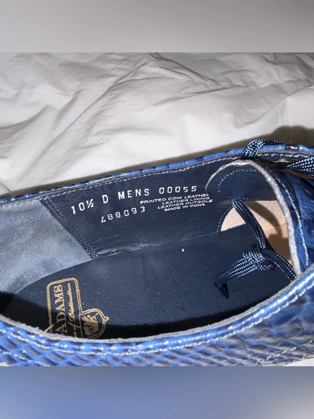 Stacy Adams Blue Mason Anaconda Plain Toe Oxford Leather Dress Shoes size 10.5